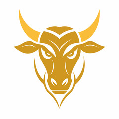 Golden Bull Logo Majestic Vector Art Illustration