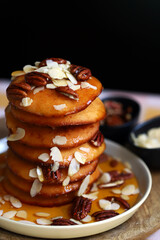 Pancakes with honey and nuts