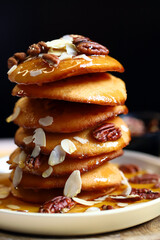 Pancakes with honey and nuts