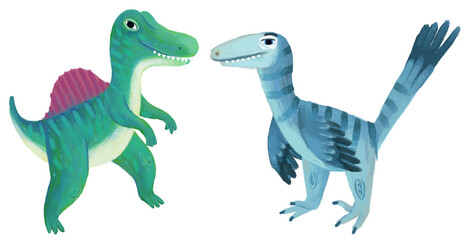 cartoon happy and funny colorful prehistoric dinosaur dino deinonychus isolated illustration for children © honeyflavour