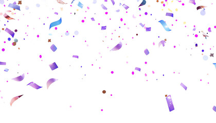
Holographic confetti with festive neon sparkles, birthday or New Year party carnival decor, metal foil particles explosion, and rainbow iridescence effect. Decoration poster background in purple colo