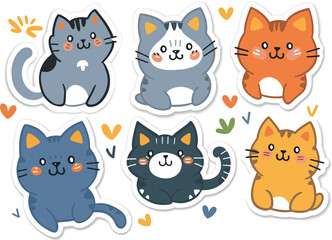 set of cute cats stickers