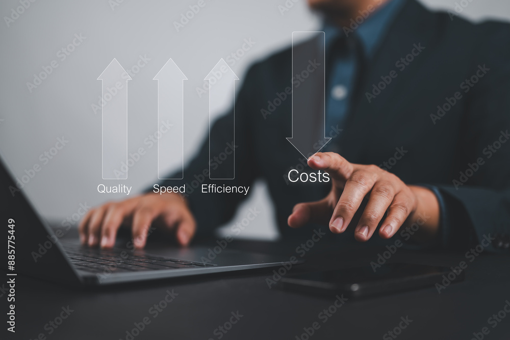 Poster performance concept of increase quality, speed, efficiency and reduce cost. efficiency business conc