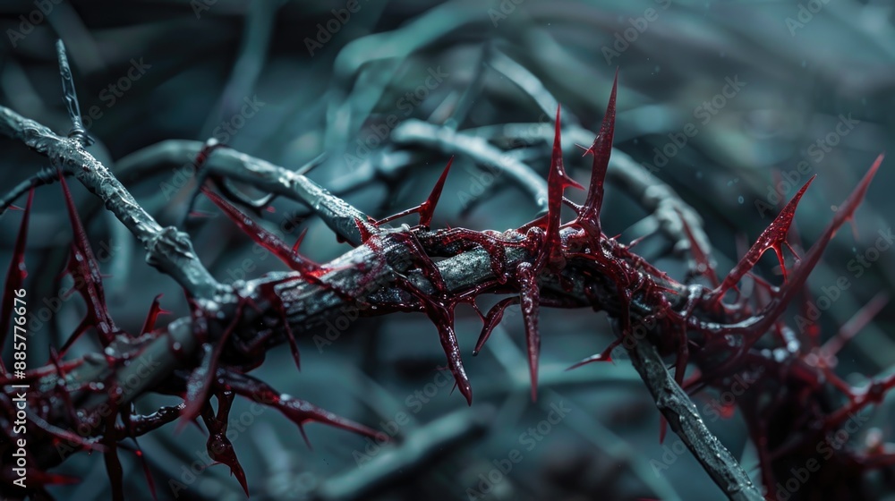 Poster a detailed view of a tree branch, highlighting its texture and structure