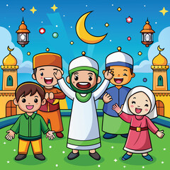 Fototapeta premium Islamic Festival vector illustrations
