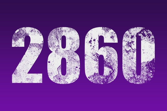 flat white grunge number of 2860 on purple background.	