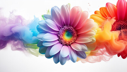 Obraz premium Bright flower with swirling smoke in a spectrum of colors