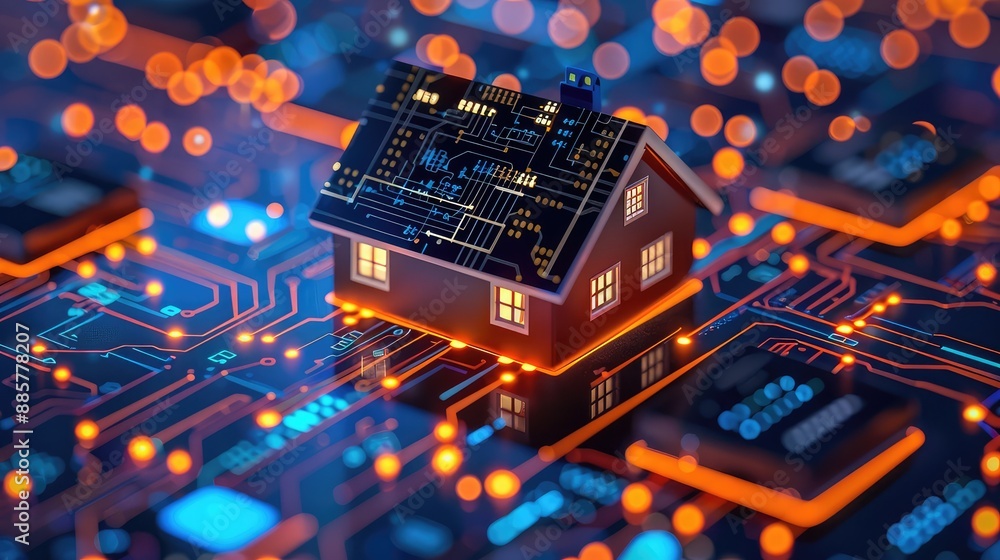 Poster enhancing home security with automated alarms and cloud-based technology