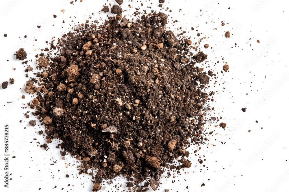 Poster a small pile of dirt sits on a clean white surface, perfect for adding texture or background to your