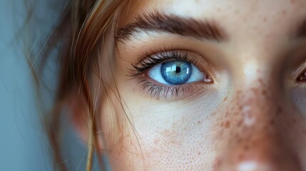 Serene Gaze: Close-Up Portrait of a Woman with Blue Eyes