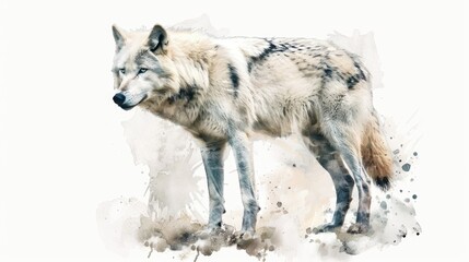 Fototapeta premium A watercolor painting of a wolf on a white background