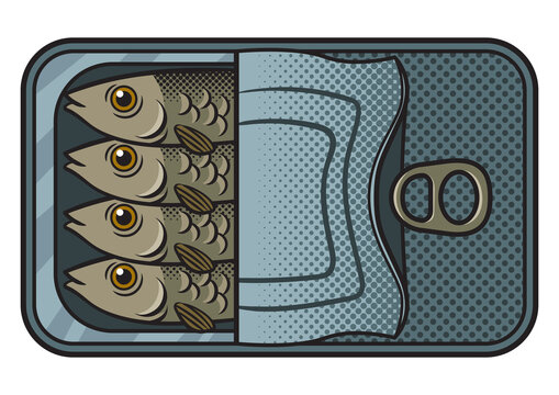 sardines in a can, pop art style clip art preview