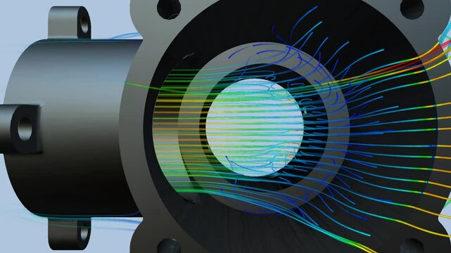 CFD simulation Computational fluid dynamics - Mechanical pipe fitting airflow simulation