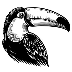 classic toucan artwork in black and white vector © Luka