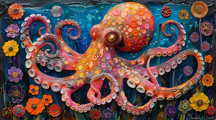 Fototapeta premium Colourful Octopus 