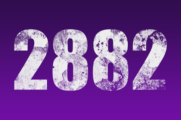 flat white grunge number of 2882 on purple background.	