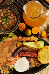 typical colombian lunch seen from above