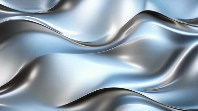 Abstract black metallic waves create a pattern with a smooth, glossy surface under even lighting. The continuous flow of the metal gives a sleek and modern aesthetic, reflecting light beautifully.