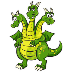 Zmei Gorynich three headed dragon serpent Russian folktales character pop art retro PNG illustration. Comic book style imitation.