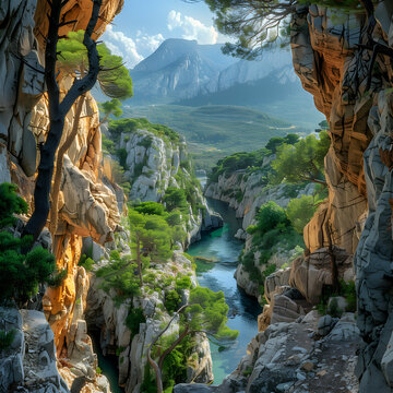 Scenic View of Supramonte Mountain Landscape