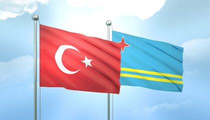 Turkey and Aruba Flag Together A Concept of Relations
