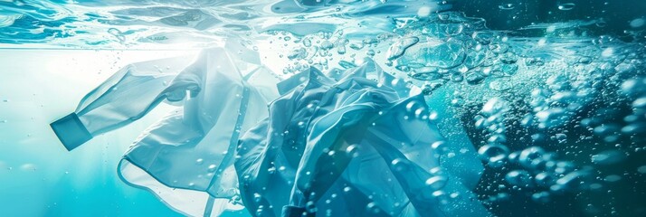 Commercial-style advertisement depicting a clothes washing machine detergent