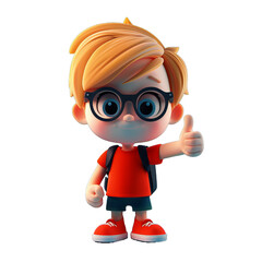 Happy nerd cartoon character with glasses