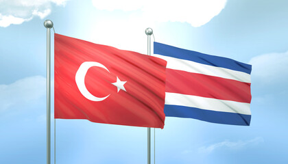 Turkey and Costa Rica Flag Together A Concept of Relations