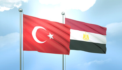 Turkey and Egypt Flag Together A Concept of Relations