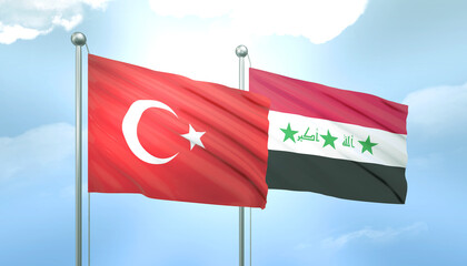 Turkey and Iraq Flag Together A Concept of Relations