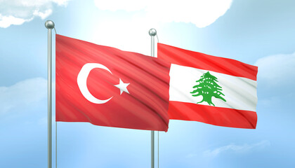 Turkey and Lebanon Flag Together A Concept of Relations