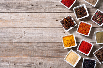 Mix of spices . Indian food background