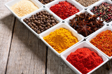 Mix of spices . Indian food background