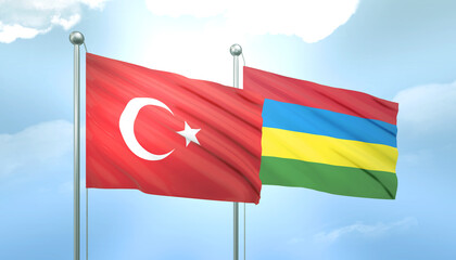 Turkey and Mauritius Flag Together A Concept of Relations
