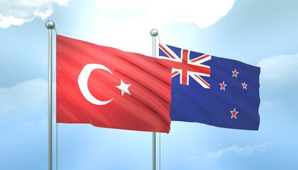 Turkey and New zealand Flag Together A Concept of Relations