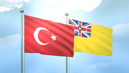 Turkey and Niue Flag Together A Concept of Relations