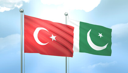 Turkey and Pakistan Flag Together A Concept of Relations