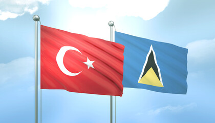 Turkey and Saint Lucia Flag Together A Concept of Relations