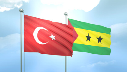 Turkey and Sao Tome Flag Together A Concept of Relations