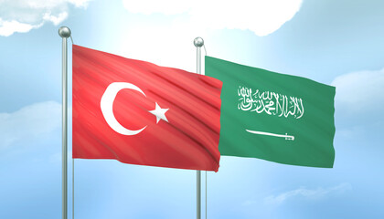 Turkey and Saudi Arabia Flag Together A Concept of Relations
