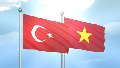 Turkey and Vietnam Flag Together A Concept of Relations