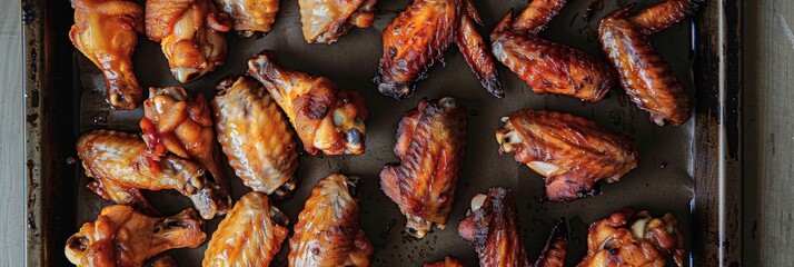 An appetizing picture of savory chicken wings, golden brown and irresistible, ready be enjoyed