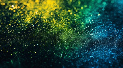 Granular noise background, abstract color gradient shape, vibrant glowing rainbow yellow green powder blue black noise texture banner design