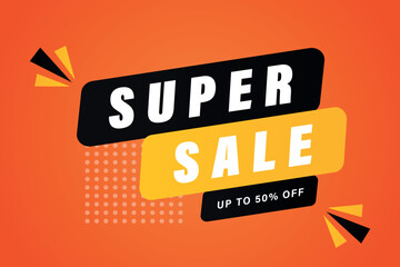 Super sale logo on orange background.