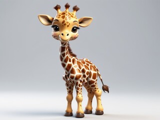 Obraz premium cute 3d baby giraffe isolated on white background.