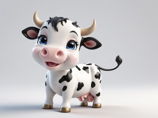 cute 3d baby cow isolated on white background.