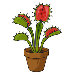 Venus flytrap flower pinup pop art retro PNG illustration. Comic book style imitation. © Oleksandr Pokusai