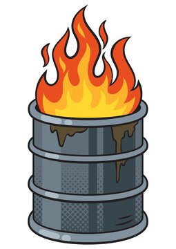 recommend clip art: fire in barrel pinup pop art retro PNG illustration. Comic book style imitation.