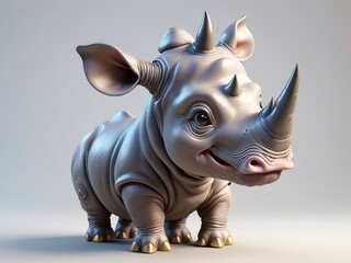 Fototapeta premium cute 3d baby rhino isolated on white background.