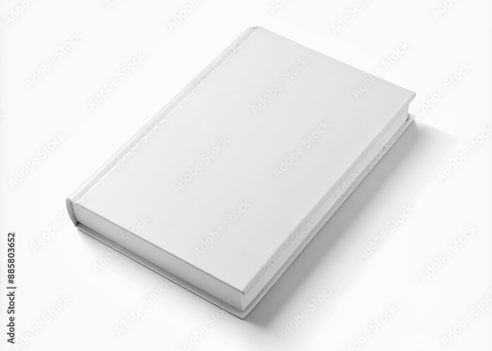 Poster empty blank white book cover mockup isolated on pure white background with subtle shadows, perfect f